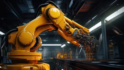 Fotobehang Smart industry robot arm for digital factory production line © png sublimation