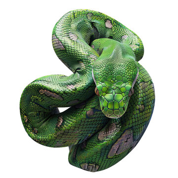 emerald tree boa isolated on transparent background, png