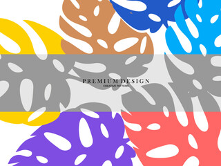 Abstract illustration with monstera leaves, colorful design, summer background, banner, banner, website, etc.