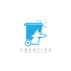 wheeled waste container Dog, fox or wolf logo design template © Md. Abul Kalam