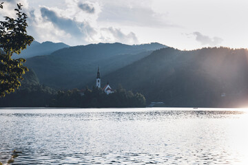 Famous alpine Bled lake (Blejsko jezero) in Slovenia