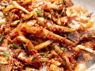  Stir fried spicy vegetable octopus  