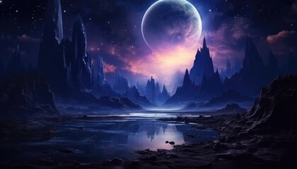 futuristic fantasy night landscape