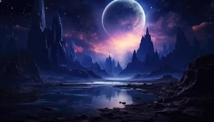 Crédence en verre imprimé Paysage fantastique futuristic fantasy night landscape
