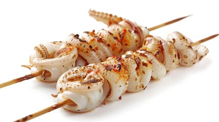 Sizzling on the grill, tender squid, skewered and glistening with marinade, promises a burst of ocean flavor