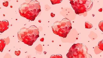 Hearts on pink background, Design for banner, poster, wallpaper, background. flat and water color style.
