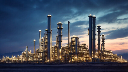 Fototapeta na wymiar Oil refinery plant for crude oil industry on desert