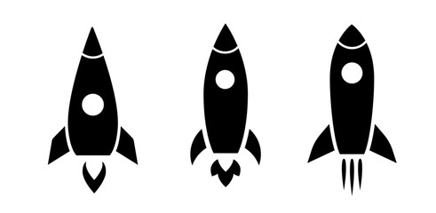 Rocket icon. Set of rocket vector icons. New business start up.