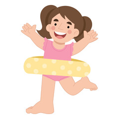 Vector Illustration of a little girl with a swimming float