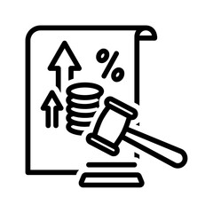 Vector black line icon for Legal tax