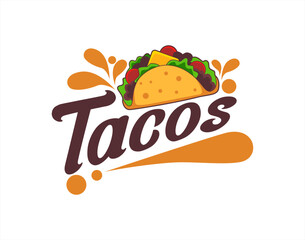 tacos logo template vector illustration emblem, sticker, label. 