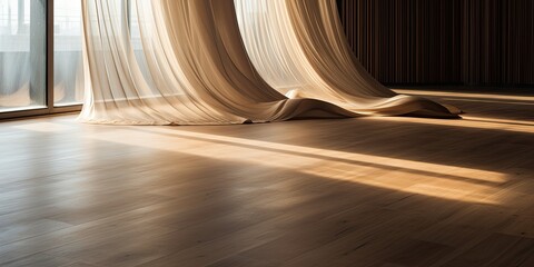 Obraz premium Modern wooden furniture adorns the interior space, blending sleek design with natural elements for a contemporary aesthetic