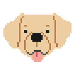 Fototapeta premium Golden Retriever Head Pixel 1 cute on a white background, png illustration.