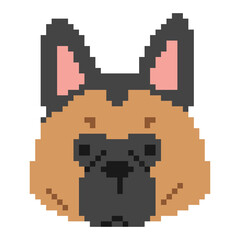 Fototapeta premium German Shepherd Head Pixel 1 cute on a white background, png illustration.
