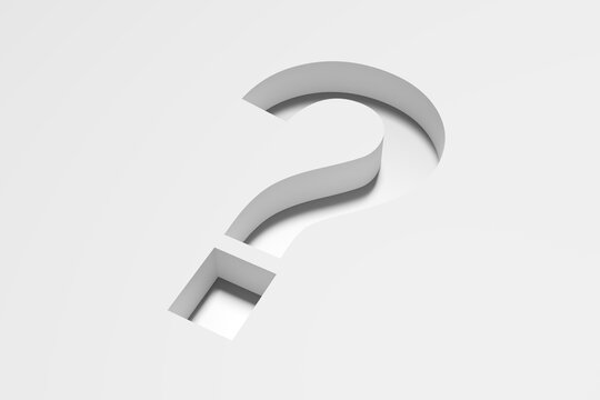 Question mark symbol embedded on a white background with copy space.