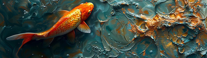 Elegant Goldfish Swimming in Clear Water