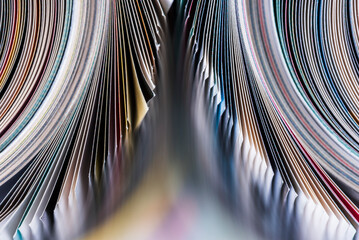 Rolled up magazines macro view