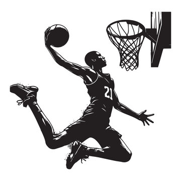 black basketball player dunking ball clip art preview