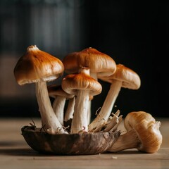 Mushrooms on moss concept ingredient vegetable fresh boletus food