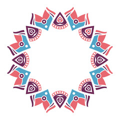 Fototapeta premium Symmetric ornamental frame.Mandala. Decorative round ornament, isolated on white background. Arabic, Indian, ottoman motifs. For cards, invitations, t-shirts. Vector color illustration.
