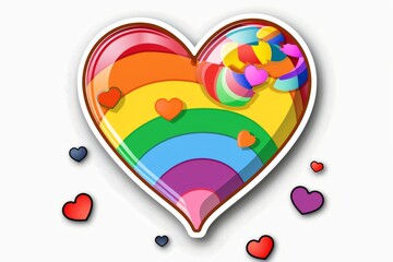 LGBTQ Sticker luster sticker design. Rainbow adoration motive kindness sticker diversity Flag illustration. Colored lgbt parade demonstration lgbtq resources win. Gender speech and rights plum - obrazy, fototapety, plakaty