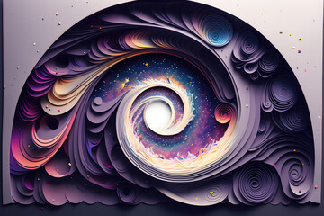 Surreal Cosmic Wave in Paper Cut Style