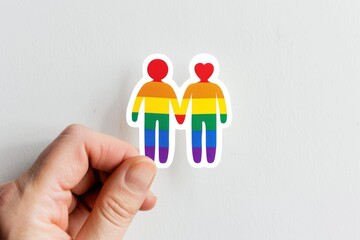 LGBTQ Sticker expressive sticker design. Rainbow absorbing motive distinctive diversity Flag illustration. Colored lgbt parade demonstration lgbtq+ disabilities. Gender speech and rights curve - obrazy, fototapety, plakaty
