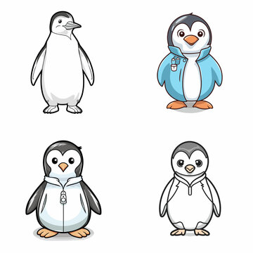 Penguin (Penguin Doctor). simple minimalist isolated in white background vector illustration