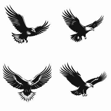Eagle (Eagle Flying Silhouette). simple minimalist isolated in white background vector illustration
