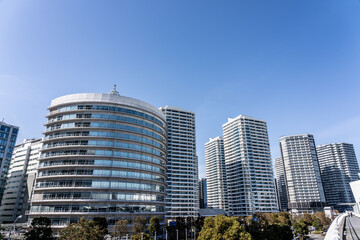 Fototapeta premium Multiple high-rise condominiums built in Yokohama Minato Mirai_01
