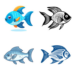 Naklejka premium Fish (Aquarium Fish). simple minimalist isolated in white background vector illustration