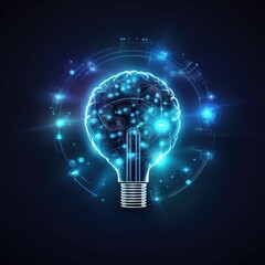 Innovative Brain Light Bulb Concept on Dark Background