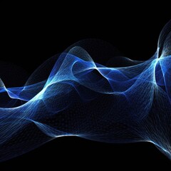 Fototapeta premium Abstract Digital Blue Wave Lines on Black