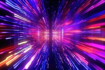 Fototapeta premium Hyperspace Travel in a Futuristic Light Tunnel