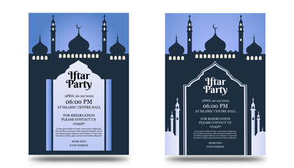 Iftar invitation with beautiful mosque and decorations