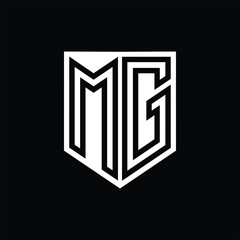 MG Letter Logo monogram shield geometric line inside shield design template