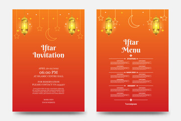Iftar invitation template with beautiful Ramadan decorations