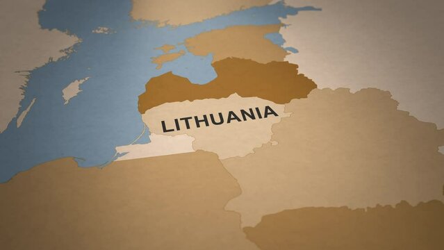 Old Paper Map of Lithuania