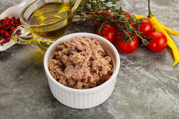 Canned tuna fillet for salad