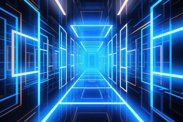 Obraz premium Abstract Futuristic Digital Technology Tunnel