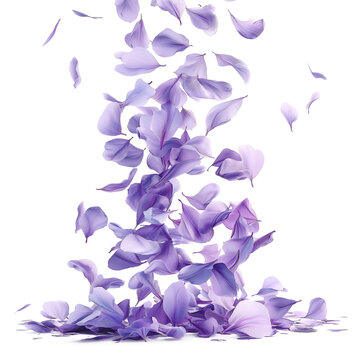 Flying whirl violet lavender petals in the air, Beautiful flower in nature concept, AI generated, PNG transparent with shadow