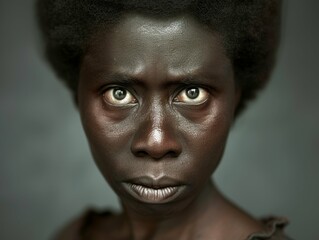 Woman With Dark Skin and Green Eyes