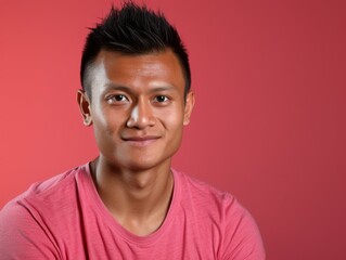 Obraz premium Man in Pink Shirt Poses for Picture