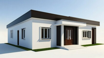 Stylish and compact 3D rendering of a contemporary home design. Concept for real estate or property.