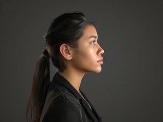 Fototapeta premium Woman Tying Ponytail Hair