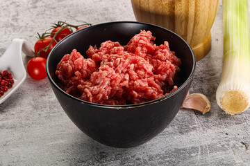 Minced beef meat in the bowl