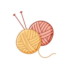 Yarn ball for knitting doodle. A vector icon of a thread with knitting needles for needlework.