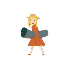 set of children's scout day poses cartoon