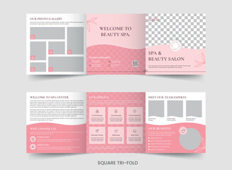 Spa Beauty Saloon Square Trifold Brochure Template Design