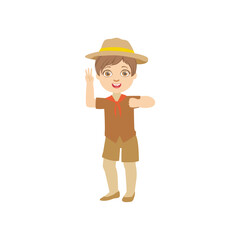 set of children's scout day poses cartoon
